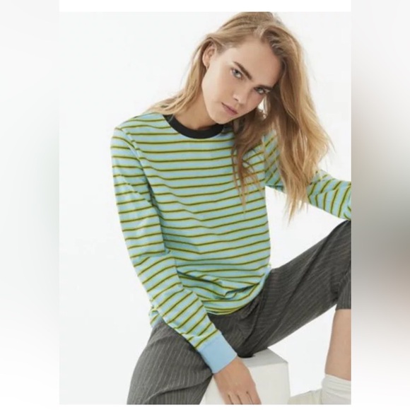 Stussy | Long‎ Sleeve Striped Blue & Green | Women’s Size Small - Picture 1 of 10